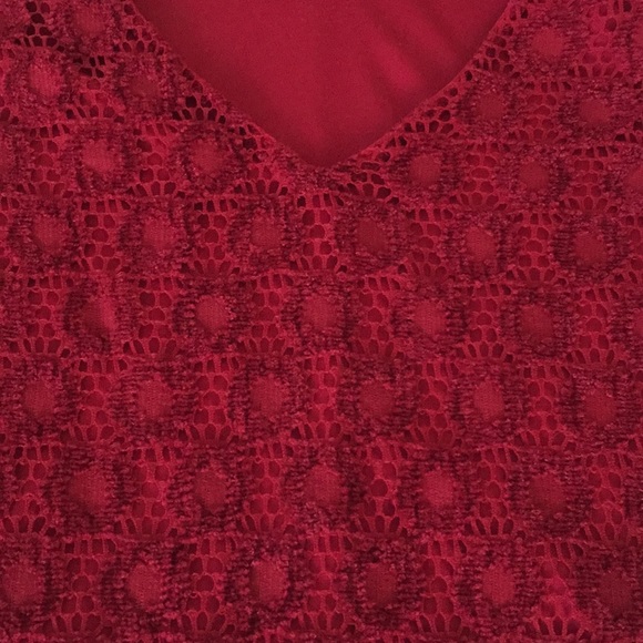 Vintage Bill Blass stretch knit red lace top - Picture 7 of 8